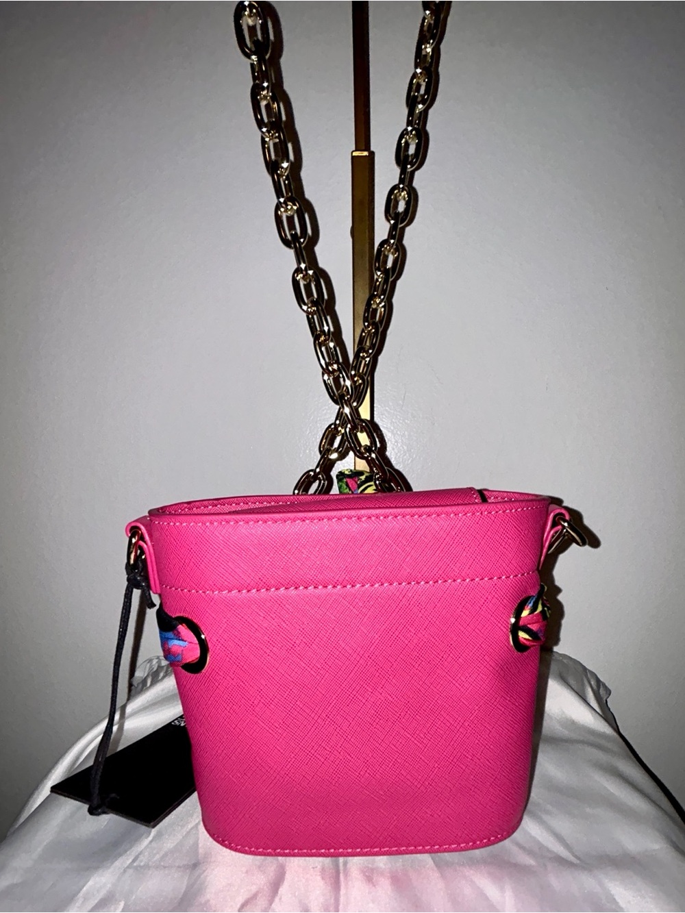Versace Jeans Couture Cross Body Bag with Knotted Scarf in Fuchsia NWT - Picture 6 of 12